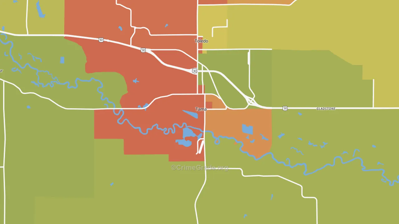 Tama, IA Map of Vandalism Rates