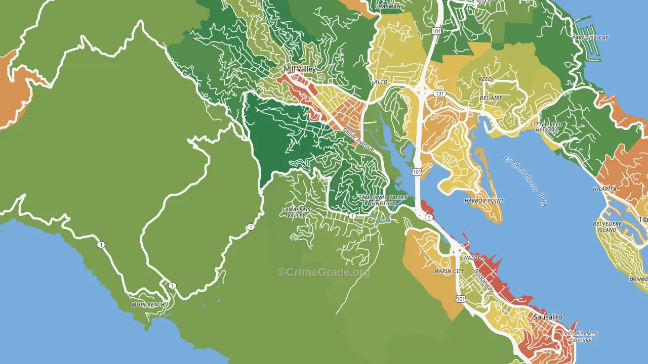 Tamalpais-Homestead Valley, CA Map of Vandalism Rates