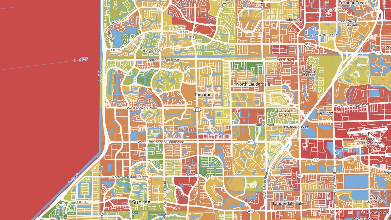 Tamarac, FL Map of Vandalism Rates