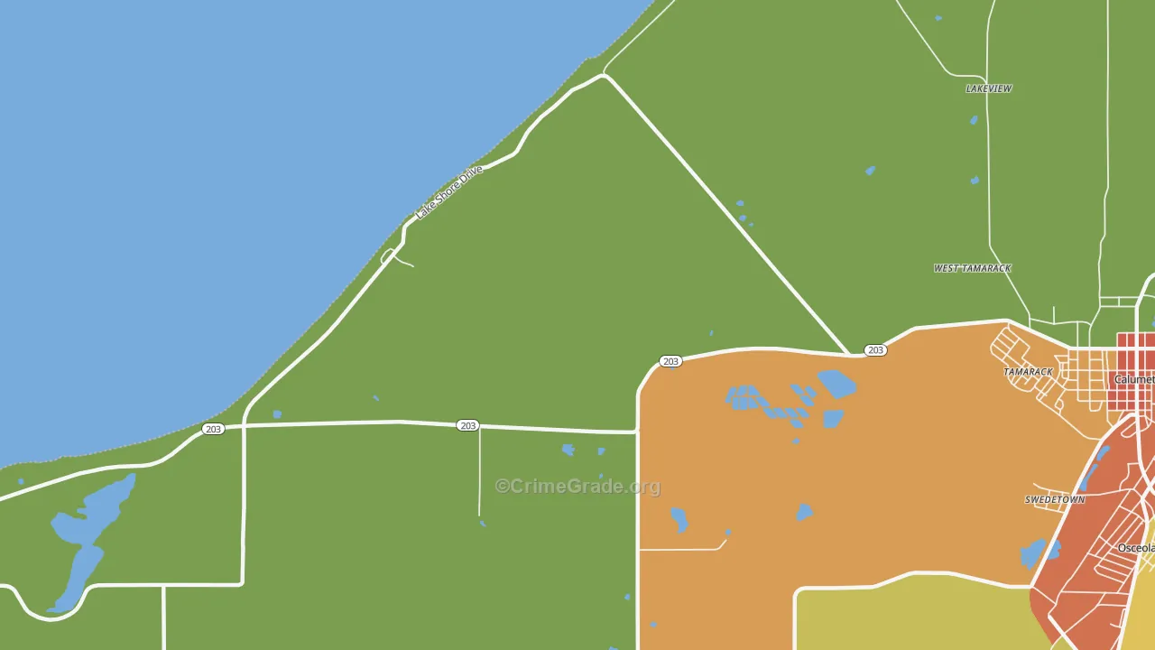Tamarack, MI Map of Vandalism Rates
