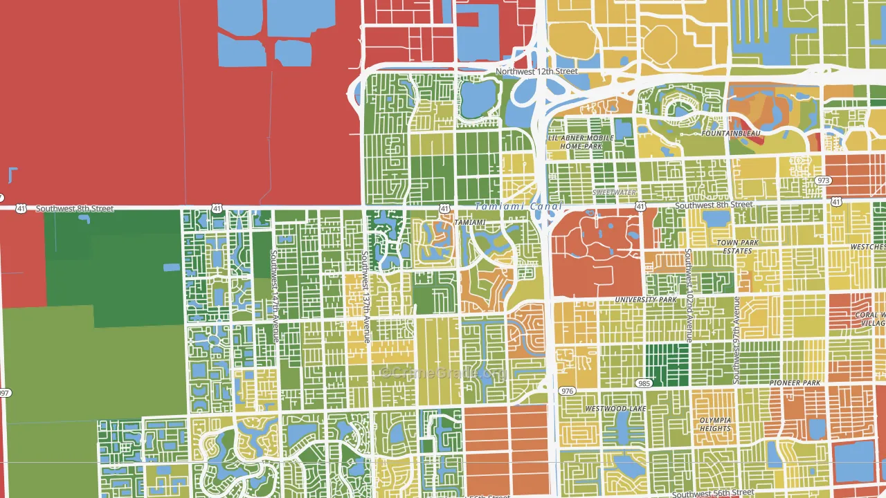 Tamiami, FL Map of Vandalism Rates