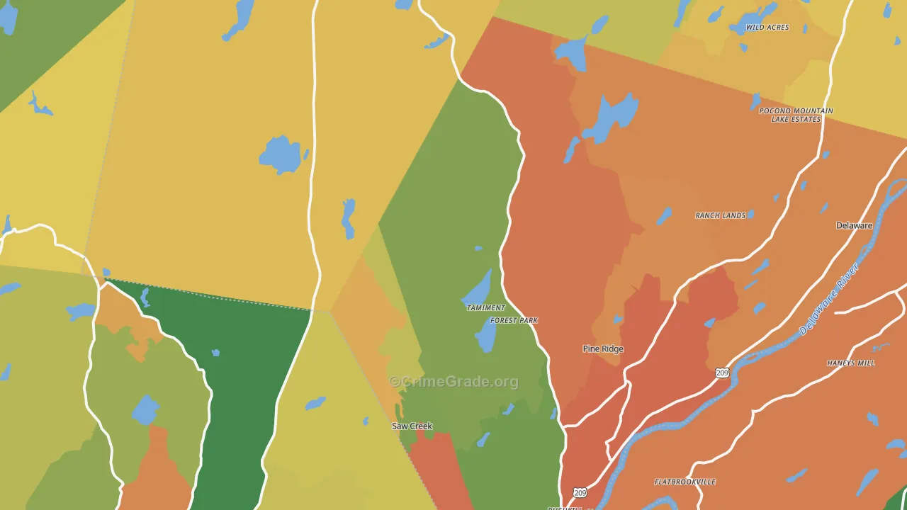 Tamiment, PA Map of Vandalism Rates