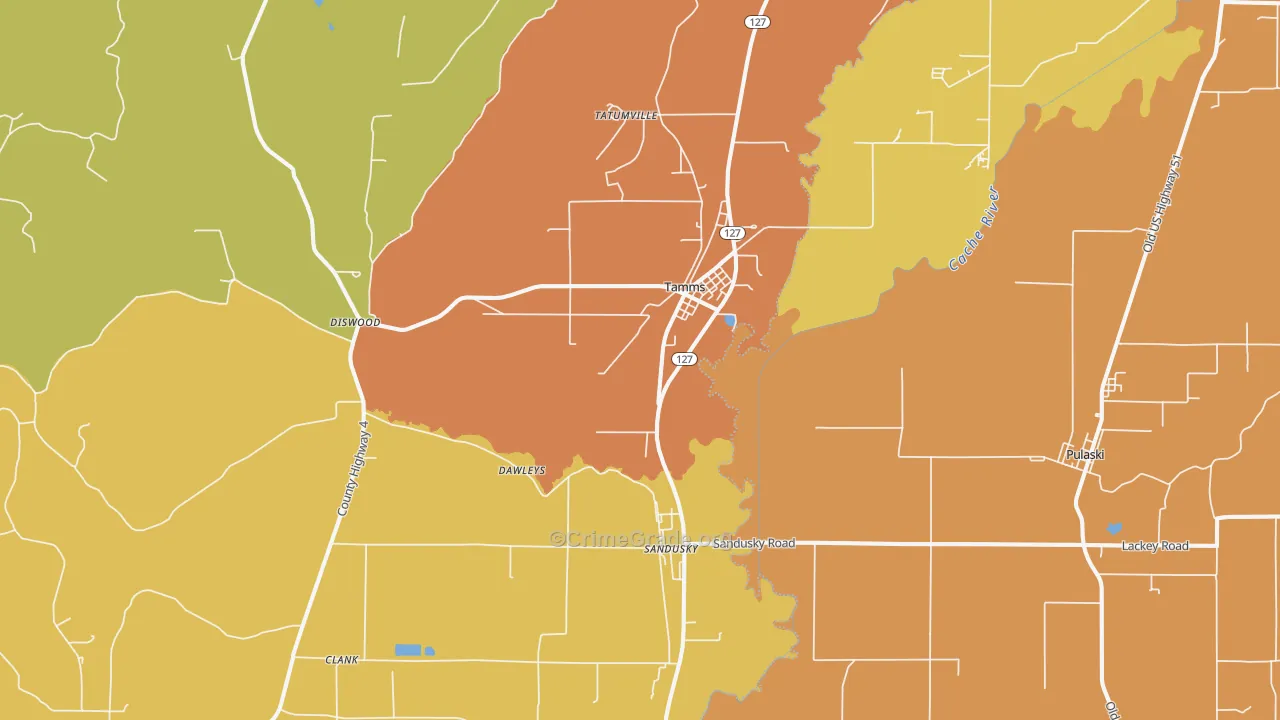 Tamms, IL Map of Vandalism Rates