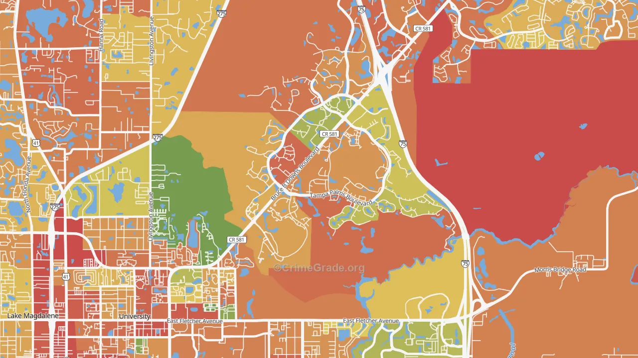 Tampa Palms, Tampa, FL Map of Vandalism Rates