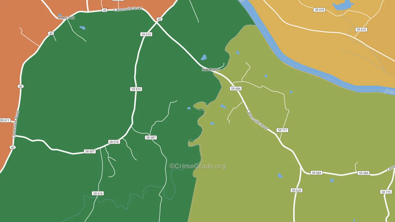 Tamworth, VA Map of Vandalism Rates