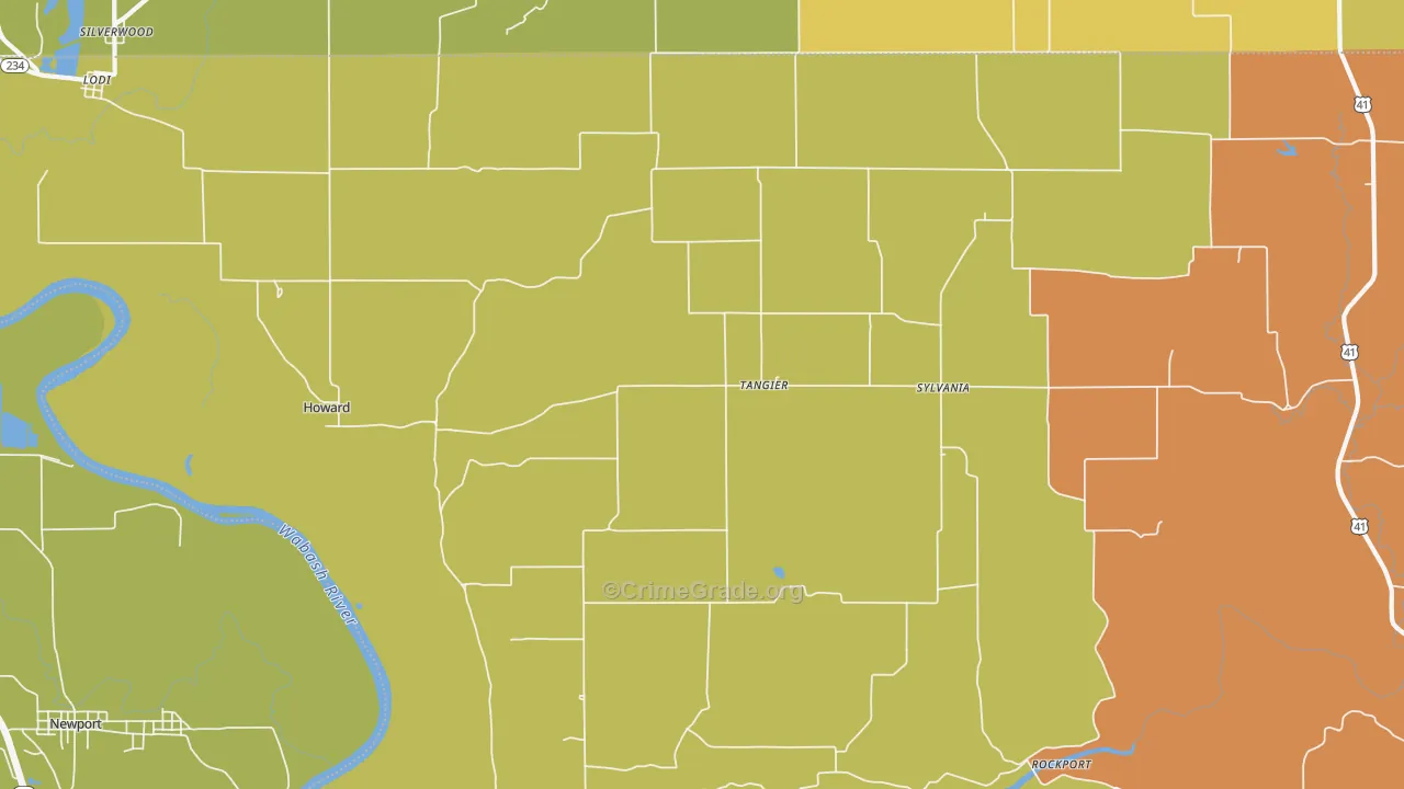 Tangier, IN Map of Vandalism Rates