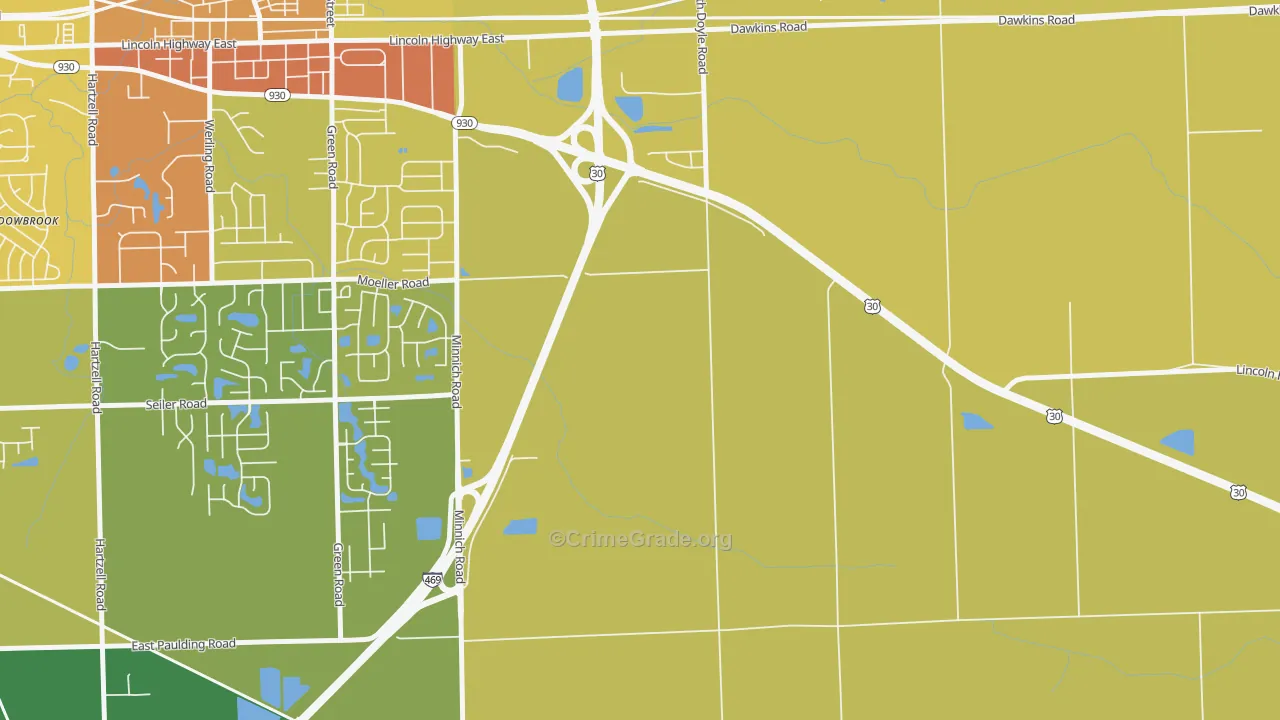 Tanglewood, IN Map of Vandalism Rates
