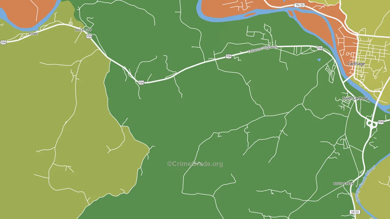 Tanglewood, TN Map of Vandalism Rates