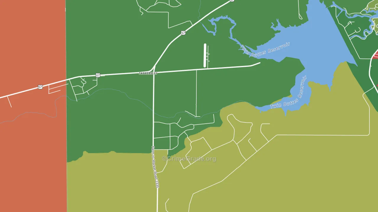 Tankersley, TX Map of Vandalism Rates