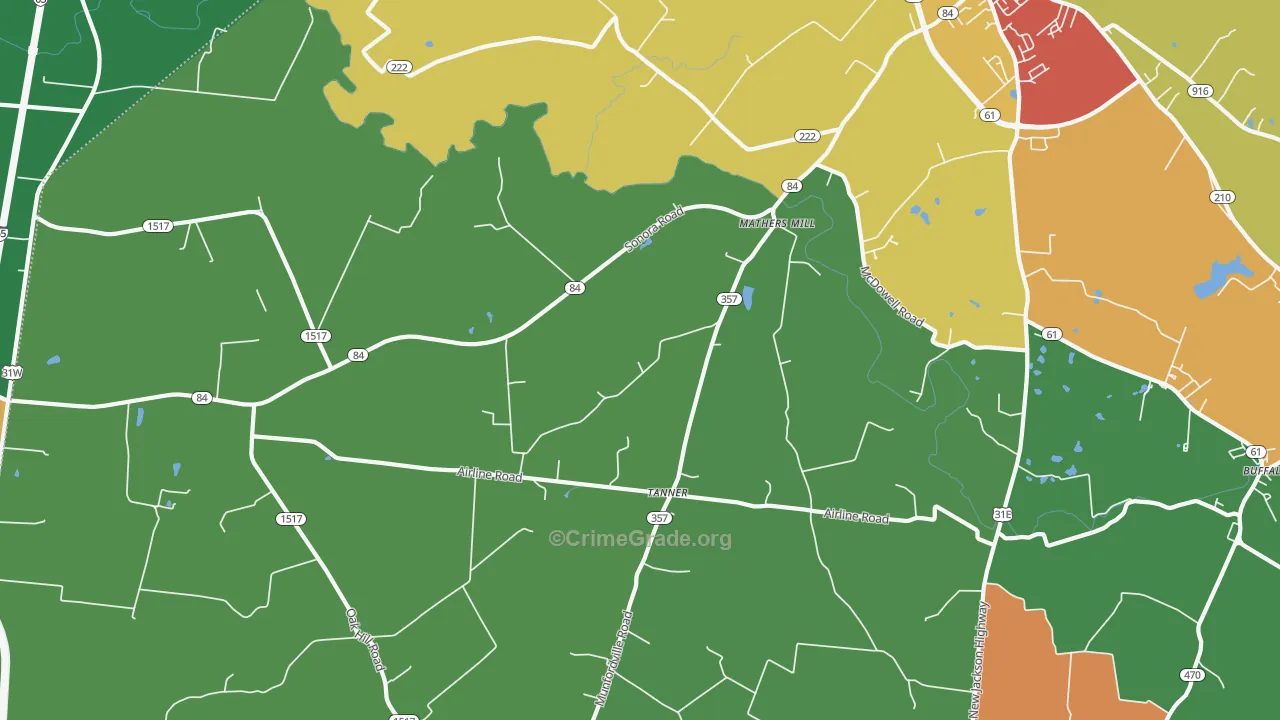 Tanner, KY Map of Vandalism Rates