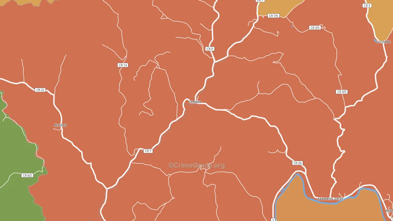 Tanner, WV Map of Vandalism Rates