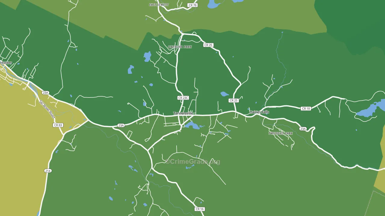 Tannersville, NY Map of Vandalism Rates