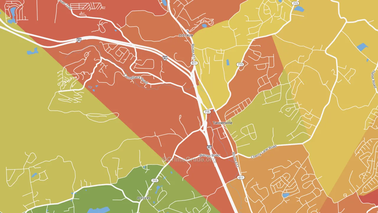 Tannersville, PA Map of Vandalism Rates