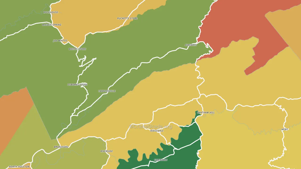 Tannersville, VA Map of Vandalism Rates