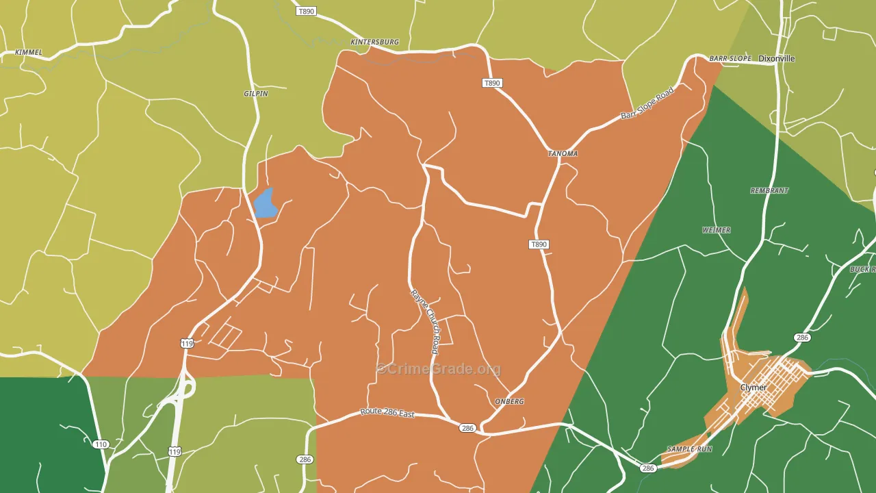 Tanoma, PA Map of Vandalism Rates