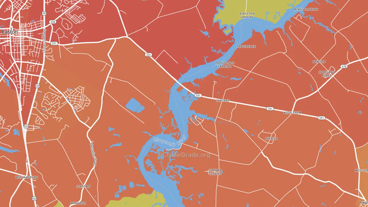 Tanyard, MD Map of Vandalism Rates