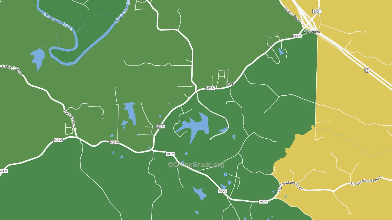Taos, MO Map of Vandalism Rates