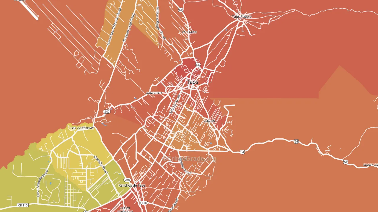 Taos, NM Map of Vandalism Rates