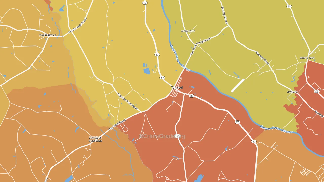 Tar Heel, NC Map of Vandalism Rates