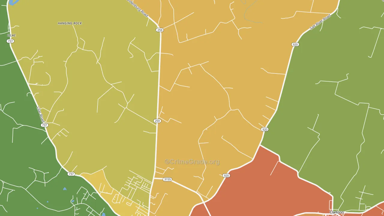 Tar Hill, KY Map of Vandalism Rates