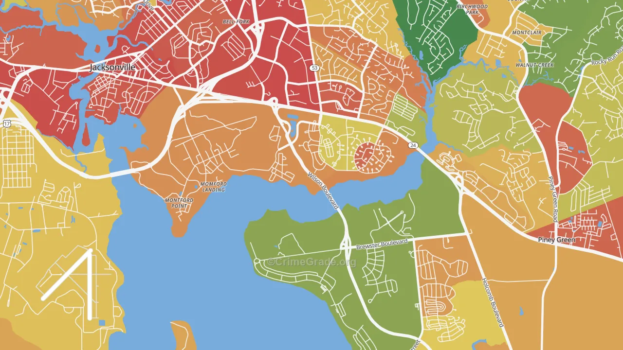 Tarawa Terrace, NC Map of Vandalism Rates