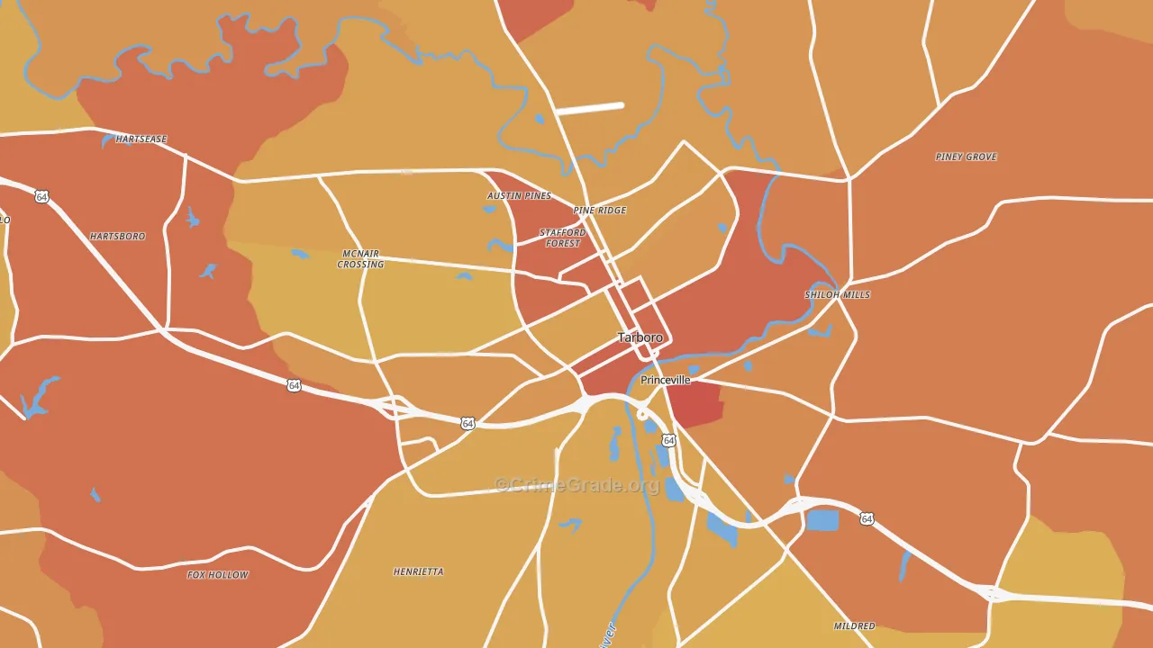 Tarboro, NC Map of Vandalism Rates