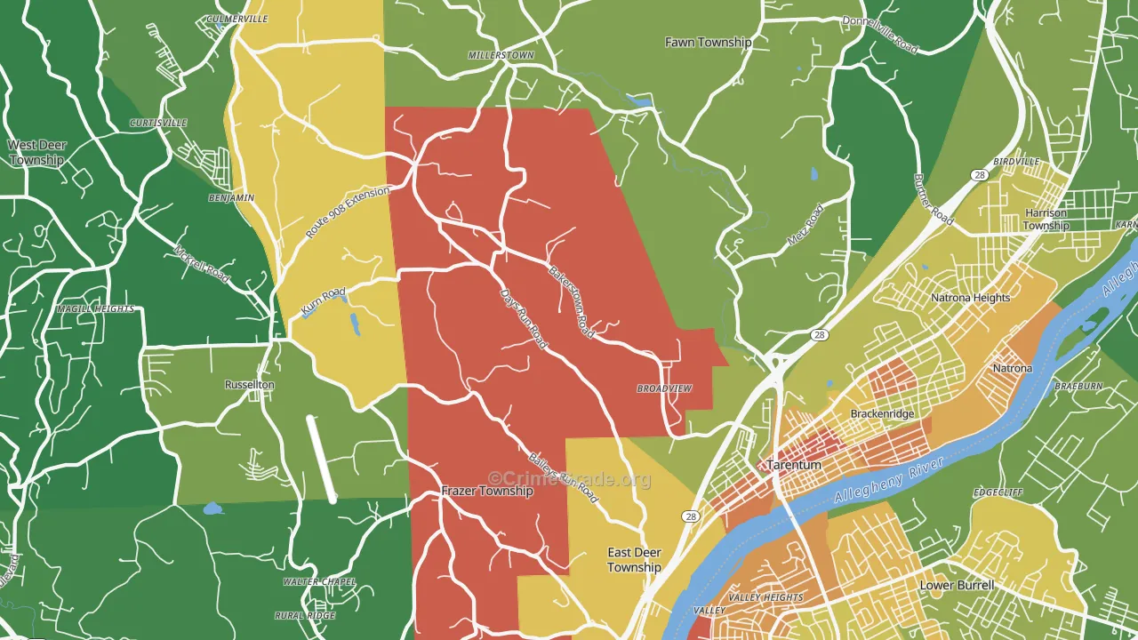 Tarentum, PA Map of Vandalism Rates