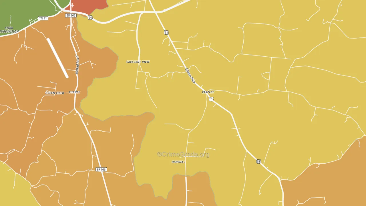 Tarpley, TN Map of Vandalism Rates