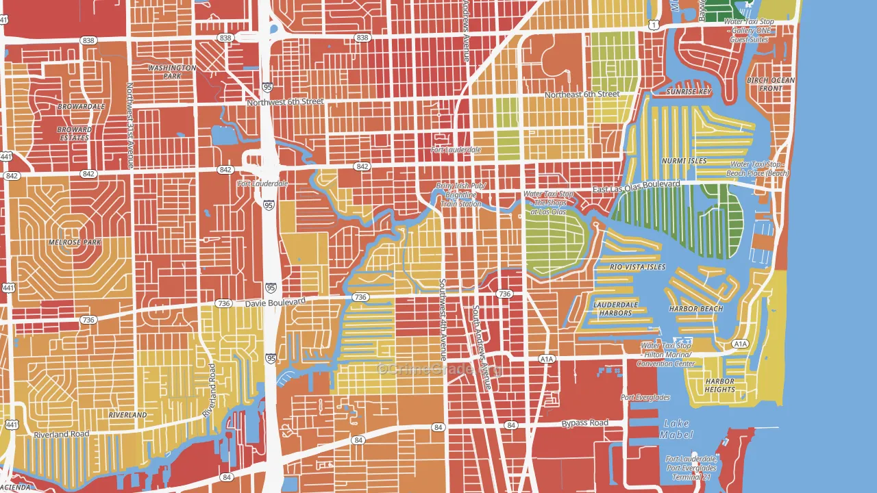 Tarpon River, Fort Lauderdale, FL Map of Vandalism Rates