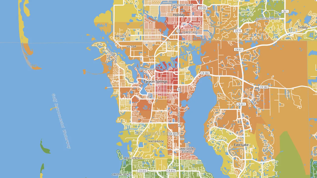 Tarpon Springs, FL Map of Vandalism Rates