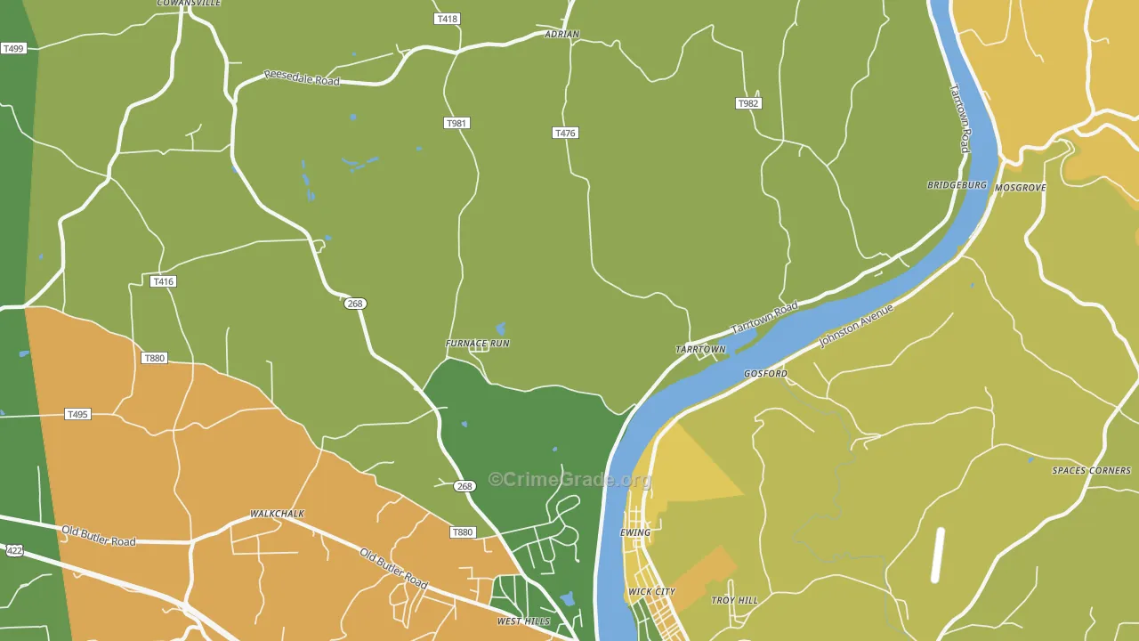 Tarrtown, PA Map of Vandalism Rates
