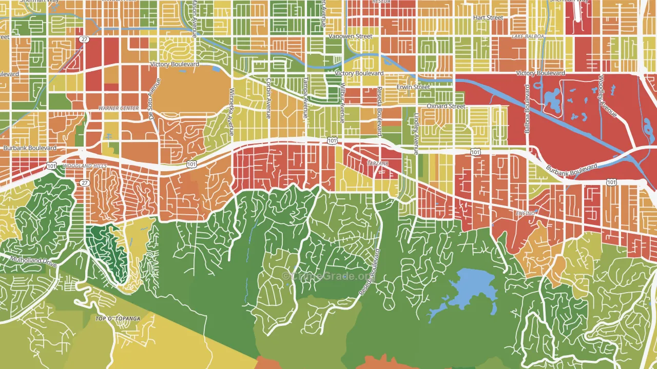 Tarzana, CA Map of Vandalism Rates