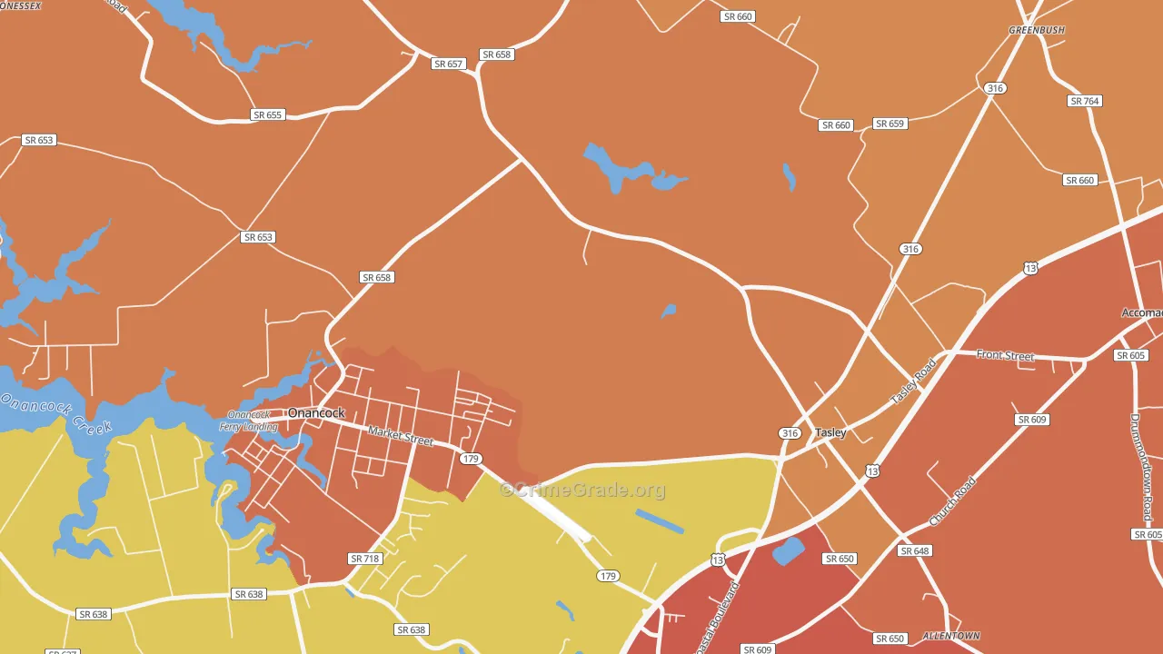 Tasley, VA Map of Vandalism Rates