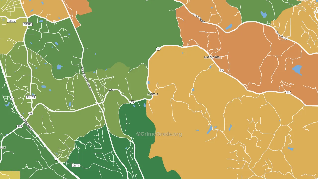 Tate, GA Map of Vandalism Rates