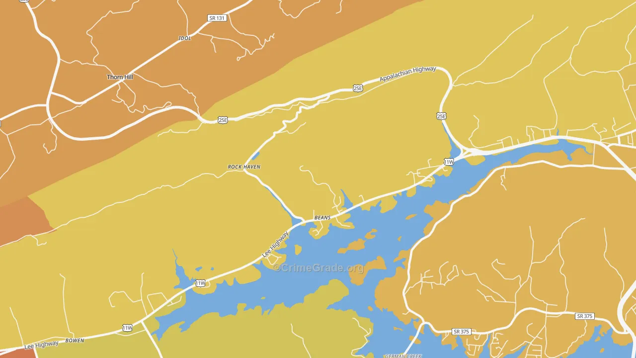 Tate Springs, TN Map of Vandalism Rates