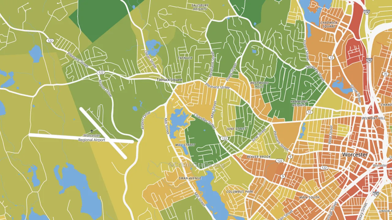 Tatnuck, Worcester, MA Map of Vandalism Rates