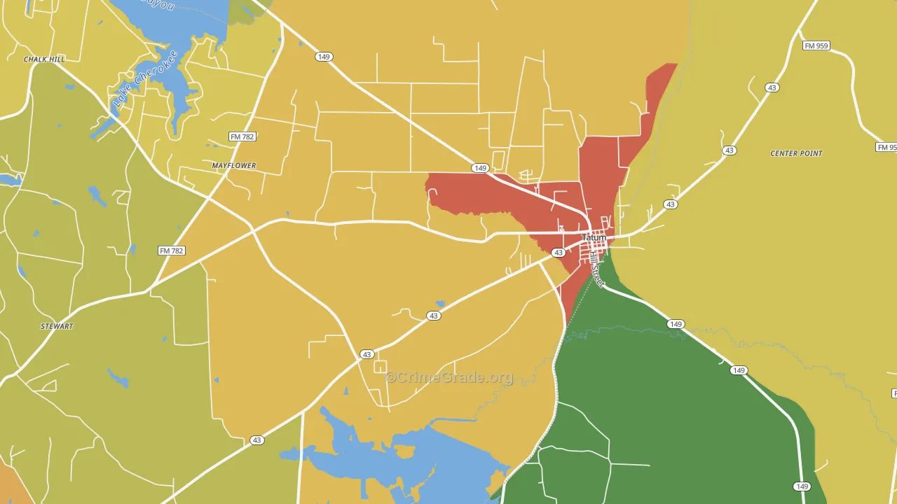 Tatum, TX Map of Vandalism Rates