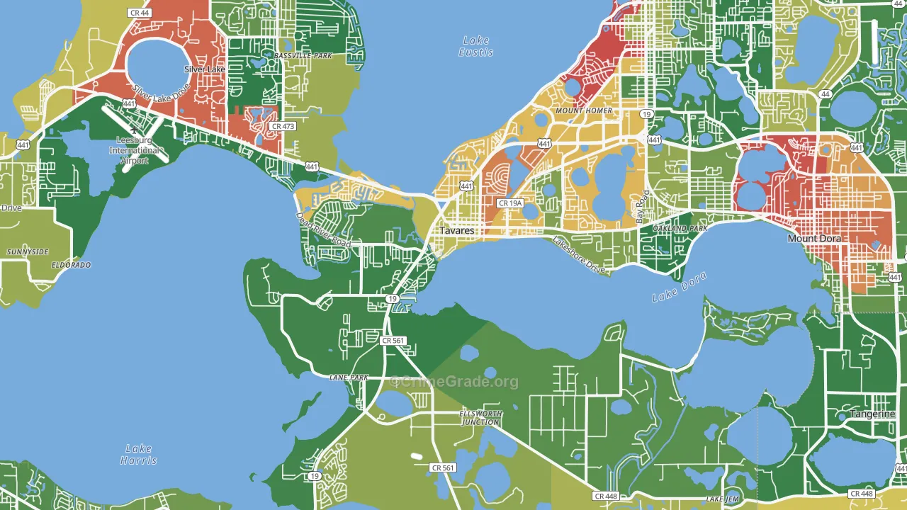 Tavares, FL Map of Vandalism Rates