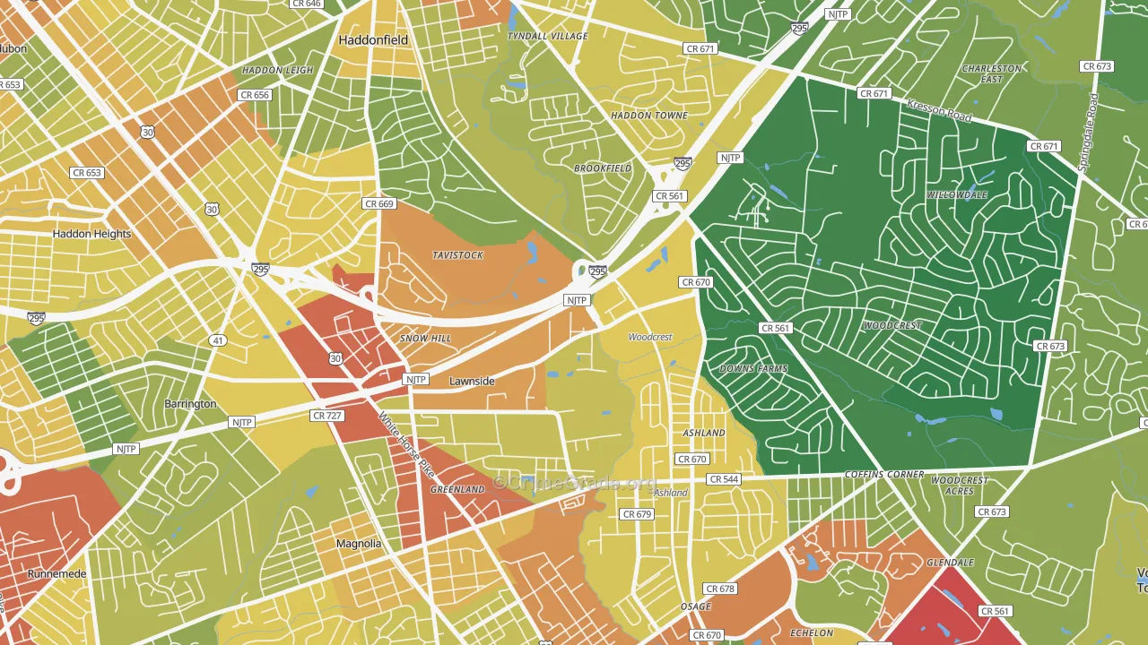 Tavistock, NJ Map of Vandalism Rates