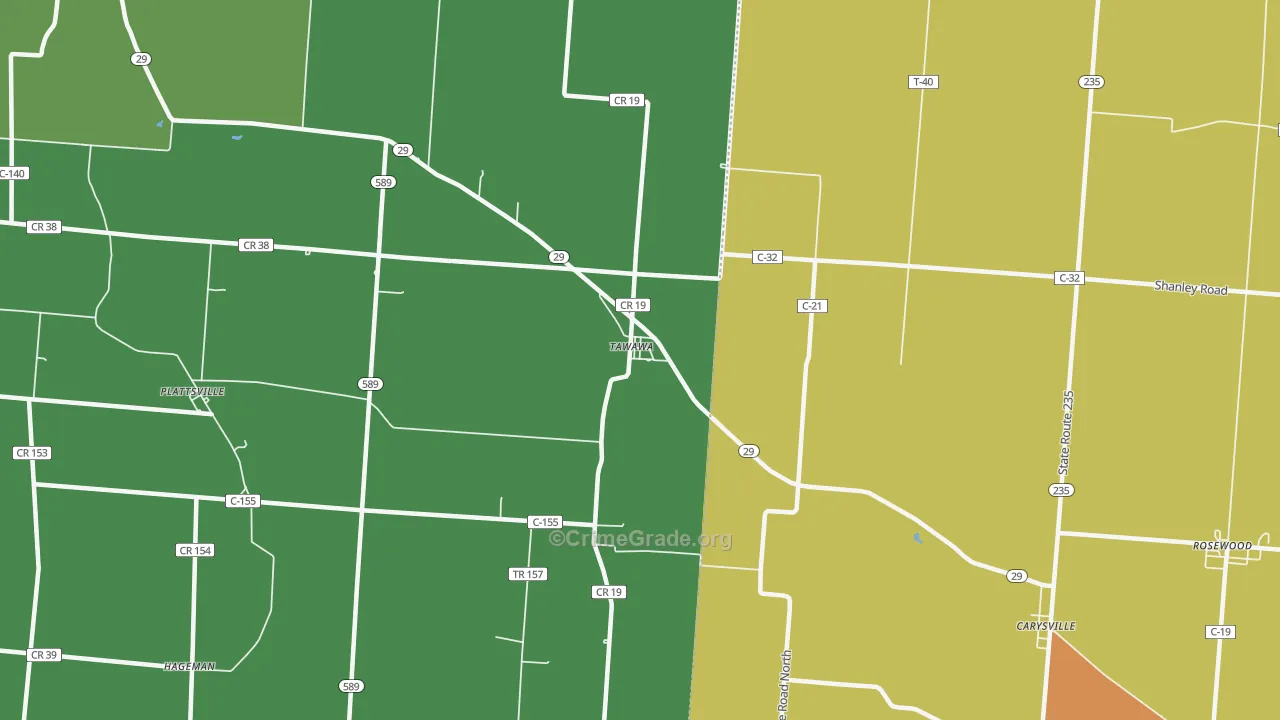 Tawawa, OH Map of Vandalism Rates