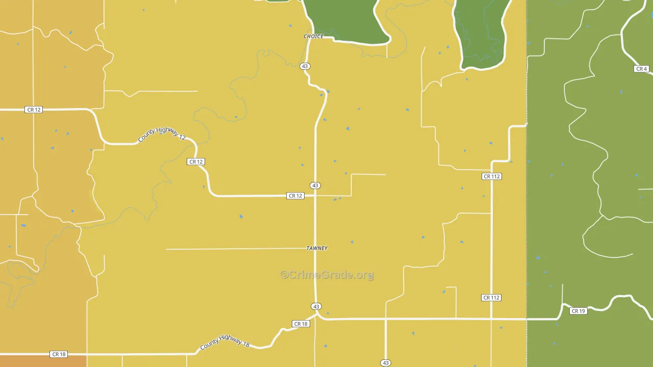 Tawney, MN Map of Vandalism Rates