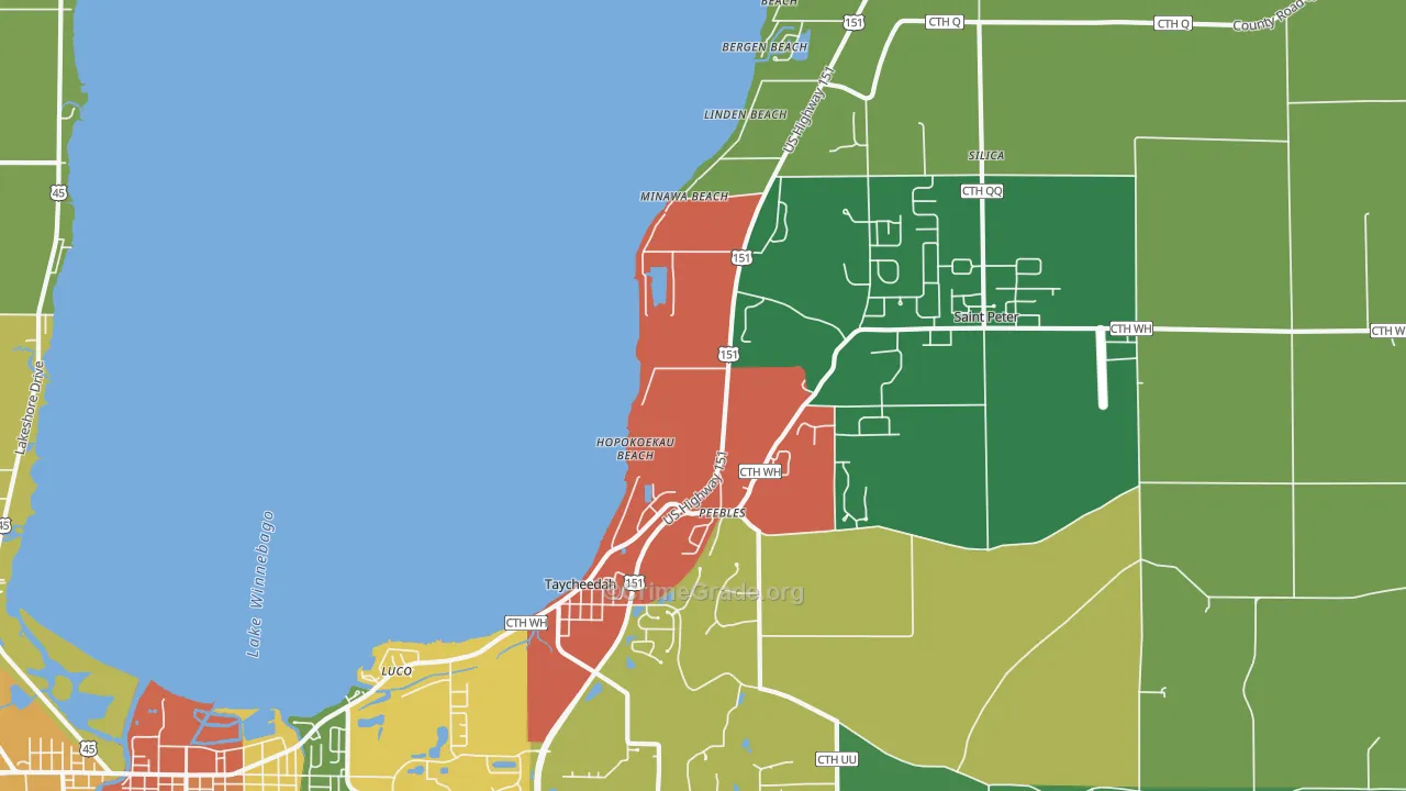Taycheedah, WI Map of Vandalism Rates