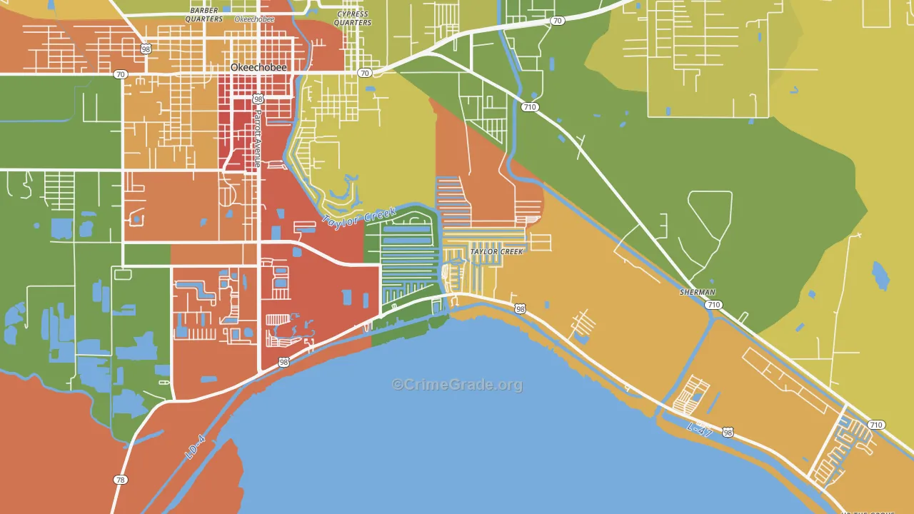 Taylor Creek, FL Map of Vandalism Rates