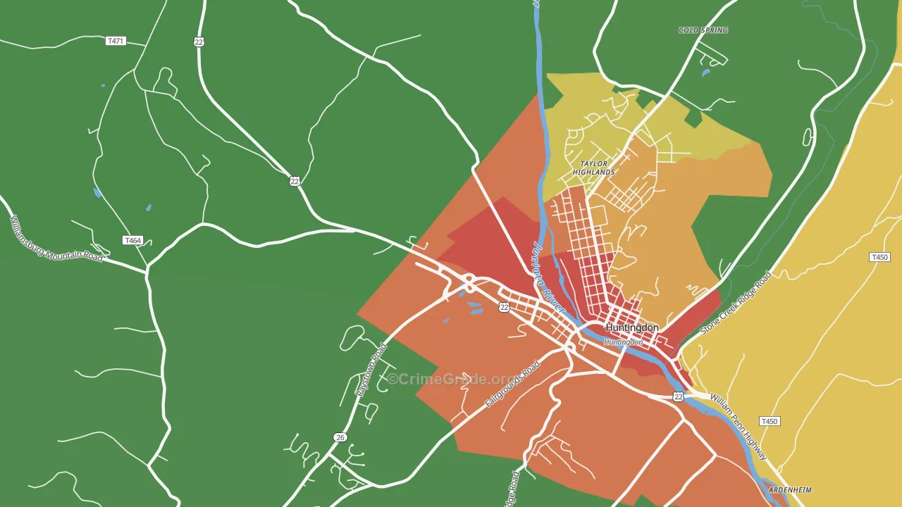 Taylor Highlands, PA Map of Vandalism Rates