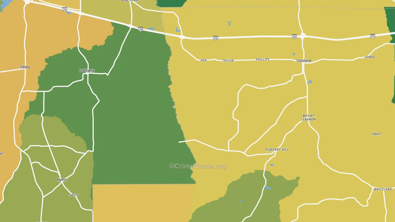 Taylor, LA Map of Vandalism Rates