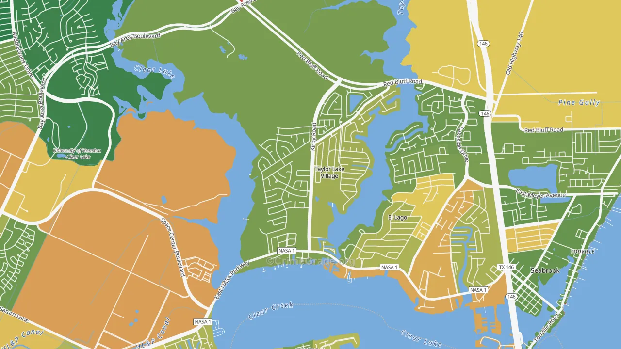 Taylor Lake Village, TX Map of Vandalism Rates