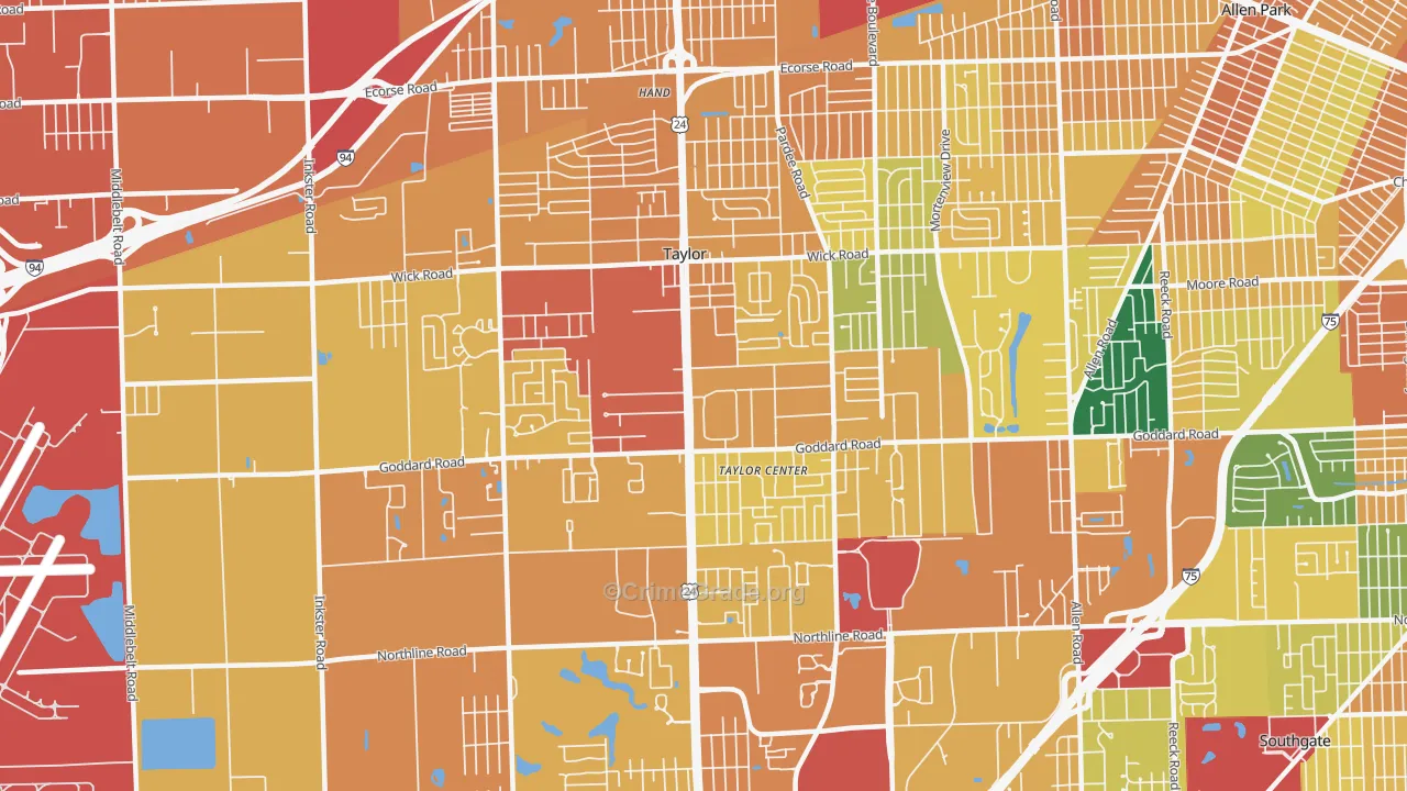 Taylor, MI Map of Vandalism Rates