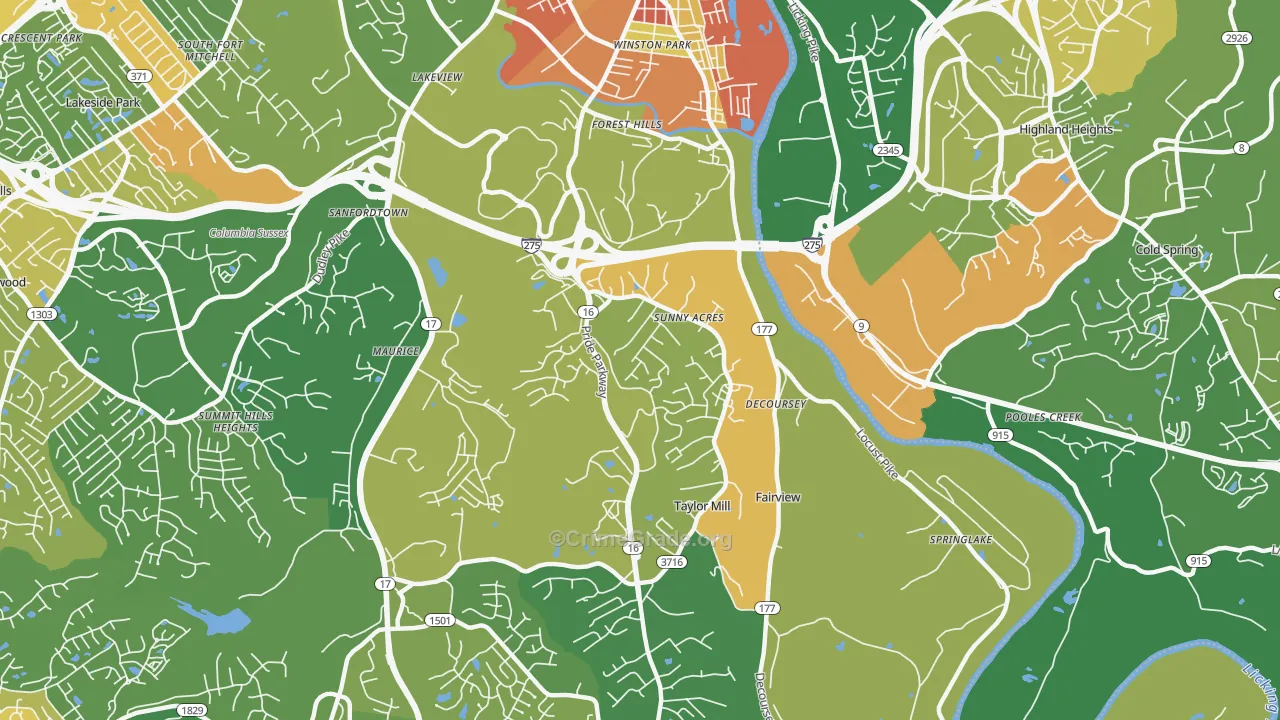 Taylor Mill, KY Map of Vandalism Rates