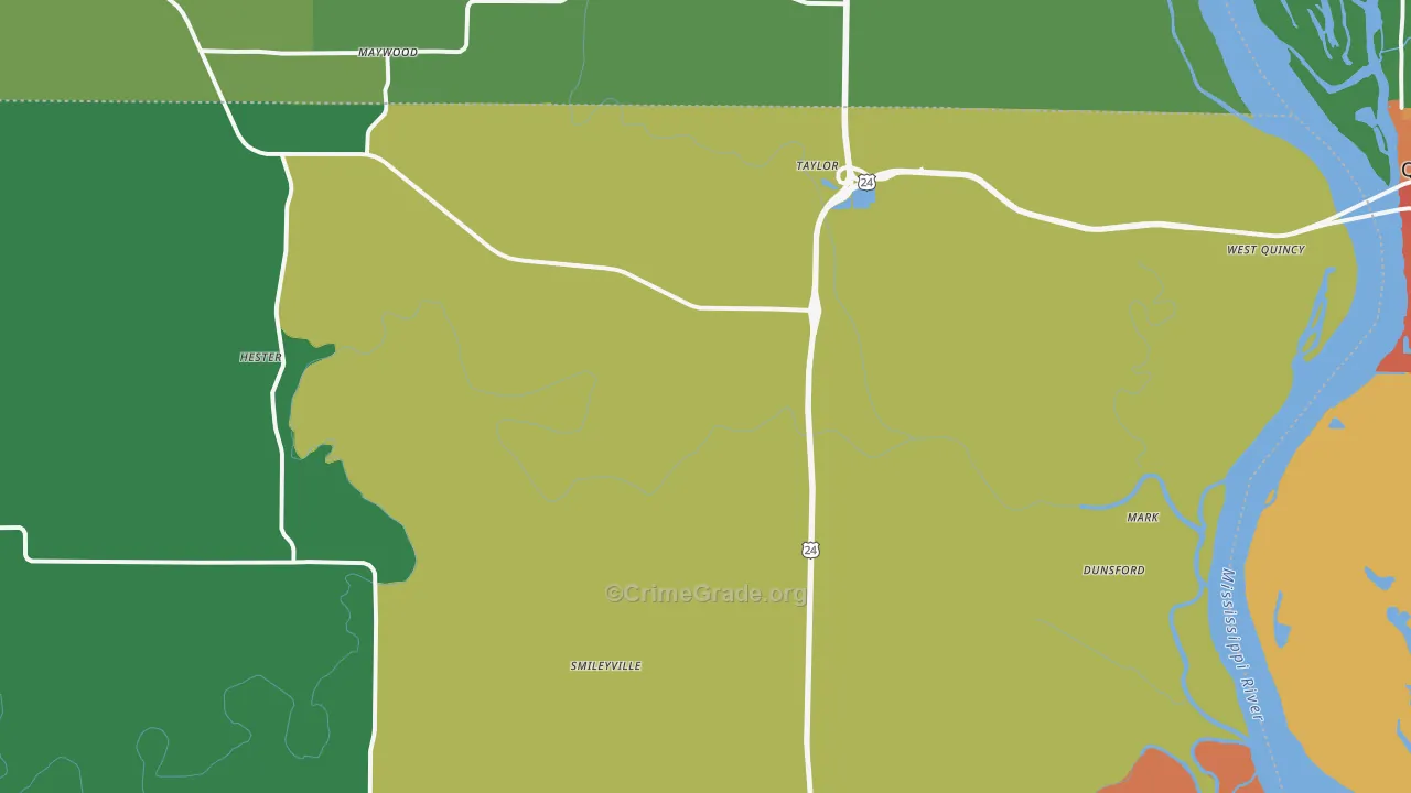 Taylor, MO Map of Vandalism Rates
