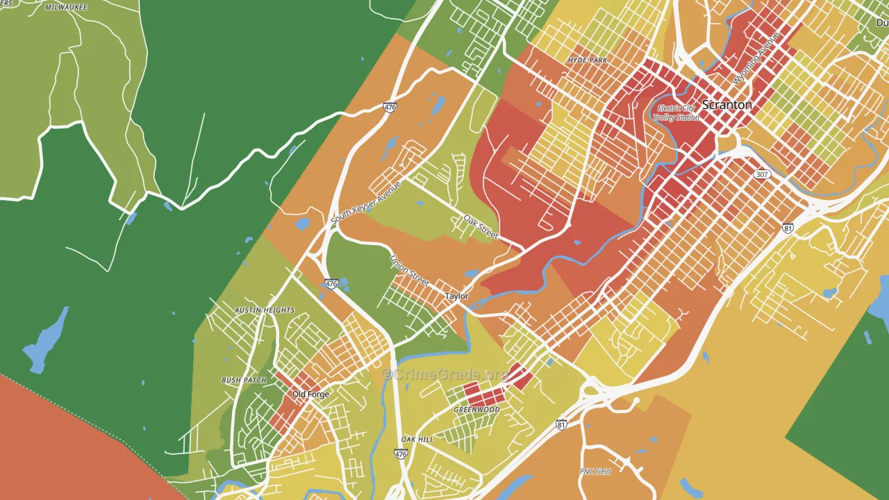 Taylor, PA Map of Vandalism Rates